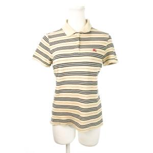 ポロシャツ 半袖 鹿の子 ボーダー ロゴ刺繍 2 M ベージュ /MN12 GY13