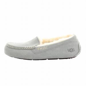 UGG アンスレー Ansley スリッポン モカシン スエード ボア ラウンドトゥ ロゴ US7 24cm グレー