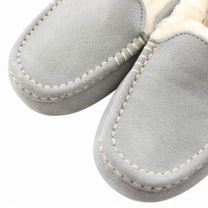 UGG アンスレー Ansley スリッポン モカシン スエード ボア ラウンドトゥ ロゴ US7 24cm グレー