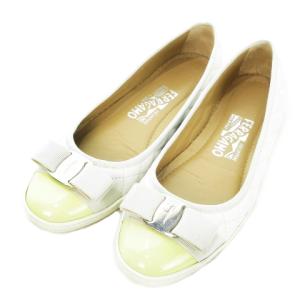パンプス フラットシューズ ヴァラリボン キルティング レザー 7 M 24.5cm 白 ホワイト /AH17