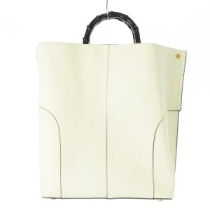 EPOR ハンドバッグ 2way ショルダーバッグ レザー 革 バンブーハンドル 配色 バイカラー 白