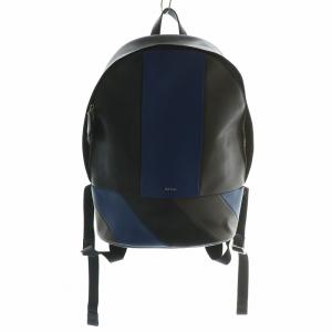 リュックサック バックパック デイパック レザー ロゴ 黒 ブラック 青 ブルー 茶色 ブラウン /XZ