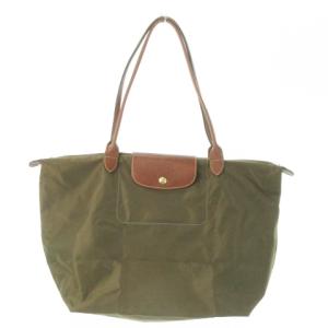 ル プリアージュ トートバッグ ナイロン レザー ロゴ バイカラー 緑 カーキ /AO18 GY18
