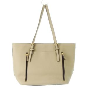 BARCOS トートバッグ ハンドバッグ レザー 革 シボ革 ロゴ型押し ベージュ /CK8 GY18