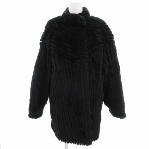 銀サガ ファーコート 毛皮 フォックスファー ハーフ丈 LL 黒 ブラック /AE GY11