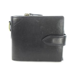 二つ折り財布 ウォレット 小銭入れあり レザー 革 黒 ブラック /CK30 GY11