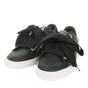 PUMA バスケット ハート オーシャンエア スニーカー シューズ ローカット リボン ロゴ 24.5cm 黒 ブラック