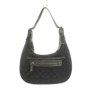 ハンドバッグ ワンショルダー キャンバス レザー シグネチャー 黒 ブラック 6045 /AH14 GY18