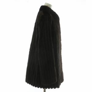 SAGA MINK 銀サガ ファーコート アウター 毛皮 ミンク ミドル 肩パッド 11 L 茶色 ブラウン /XZ GY18
