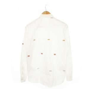 Papas ボタンダウンシャツ 長袖 総柄 刺繍 ロゴ 46 S 白 ホワイト /MN17 GY18