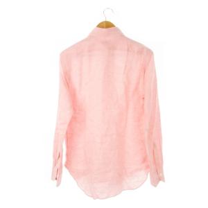 GIANNETTO リネンシャツ ホリゾンタルカラー 長袖 麻 ネップ ポケット 15.5 39 L ピンク /CK16 GY18