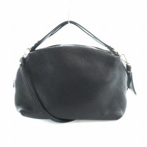 ハンドバッグ ショルダー 2WAY レザー ロゴ 黒 ブラック GY18 /MQ