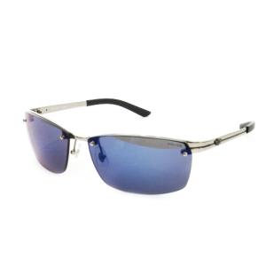 ジャパンモデル サングラス ノンフレーム ナロー ミラーレンズ ロゴ ケース付き 6315 130 シルバーカラー