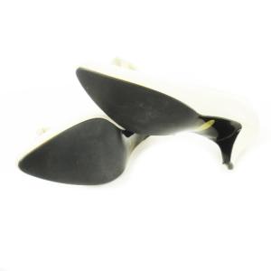 YVES SAINT LAURENT パンプス ミドルヒール レザー 革 ポインテッドトゥ Vカット フラワーモチーフ ビジュー 36 23.0cm