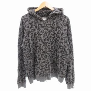 BABY MILO パーカー フーディ ジップアップ カモフラ L グレー