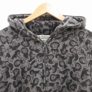 A BATHING APE BABY MILO パーカー フーディ ジップアップ カモフラ L グレー