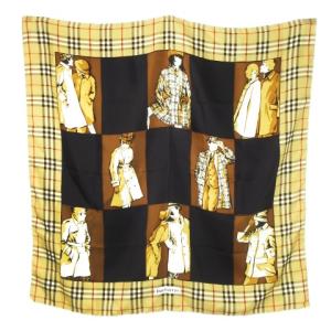 スカーフ スクエア シルク ノバチェック ブラウン