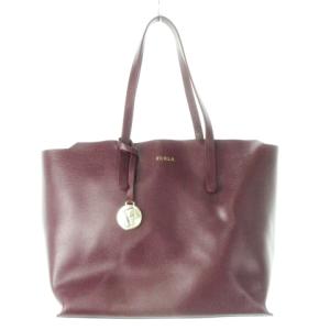 トートバッグ レザー 革 ロゴ チャーム付き マルーン ボルドー 赤紫 /CK19 GY13