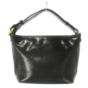 HIROFU ハンドバッグ レザー 革 ロゴ型押し ゴールド金具 黒 ブラック /CK19 GY11