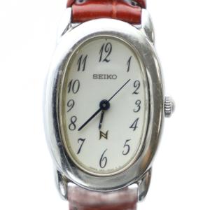 ジャンク品 NOIE ノイエ 腕時計 ウォッチ クォーツ オーバル レザーベルト 白文字盤 シルバー色