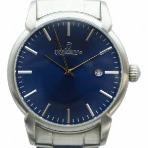 腕時計 ウォッチ クォーツ ロゴ 青文字盤 カレンダー付き シルバー色 OR-0058N GY18 /MQ