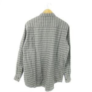 Papas ネルシャツ 長袖 コットン チェック 総柄 ロゴ L グレー /AO19 GY18