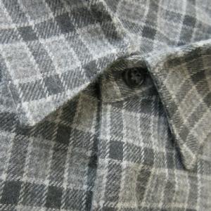 Papas ネルシャツ 長袖 コットン チェック 総柄 ロゴ L グレー /AO19 GY18