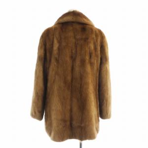 SAGA MINK 金サガ 毛皮コート ミンクファー ミドル 長袖 総裏地 ネーム刺繍入り 11 L 茶 ブラウン GY18