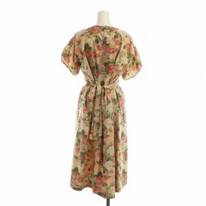 PINK HOUSE ロングワンピース 花柄 総柄 半袖 パフスリーブ リボン ピンク GY18 /MQ