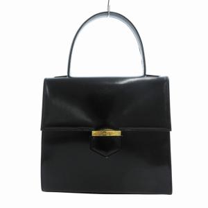 ヴィンテージ ハンドバッグ フラップ レザー ゴールド金具 黒 ブラック /HO GY11