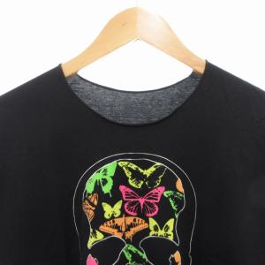 lucien pellat finet Tシャツ カットソー 半袖 切りっぱなし スカル バタフライ柄 L 黒 ブラック /GV GY18