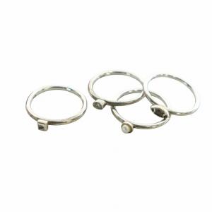 agete 指輪 リング 4点セット アクセサリー ロゴ 13号 シルバー色 GY18 /MQ