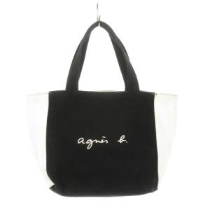 ハンドバッグ リバーシブル キャンバス ロゴ レザール プリント バイカラー 黒 ブラック 白 ホワイト