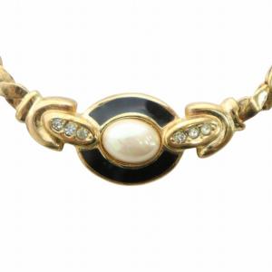 ネックレス アクセサリー ペンダント ロゴ フェイクパール ラインストーン ゴールド色 GY18 /MQ