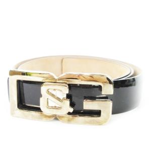 ベルト ロゴバックル レザー エナメル 85cm 34インチ 黒 ブラック /AH1 GY18