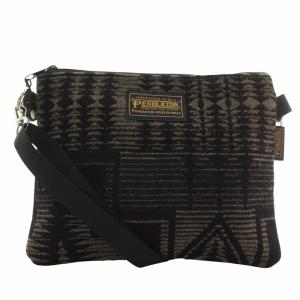 ショルダーバッグ サコッシュ ウール ナイロン ネイティブ柄 ロゴ 黒 ブラック グレー /XZ GY18