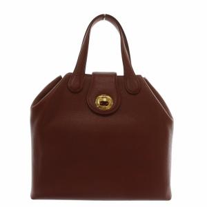 ハンドバッグ レザー ロゴ ターンロック ゴールド金具 茶色 ブラウン /XZ GY18