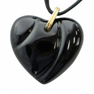ネックレス アクセサリー ペンダント ハート ロゴ ガラス 黒 ブラック GY18 /MQ
