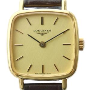 腕時計 手巻き スクエア レザーベルト ゴールドカラー