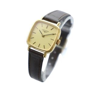 Longines 腕時計 手巻き スクエア レザーベルト ゴールドカラー