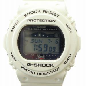 腕時計 ウォッチ 電波ソーラー ロゴ デジタル デイト カレンダー付き 白 ホワイト GWX-5700CS