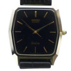 ドルチェ Dolce 腕時計 ウォッチ クォーツ 黒文字盤 レザーベルト ゴールド色 6030-5480