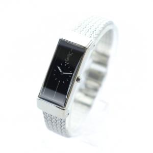 YVES SAINT LAURENT 腕時計 ウォッチ クォーツ 黒文字盤 ロゴ スクエア シルバー色 5421-H05569Y GY18 /MQ