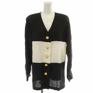 ヴィンテージ ノーカラー ジャケット アウター ツートーン 切替 金ボタン 貝殻 メタルパーツ 麻 ヘンプ