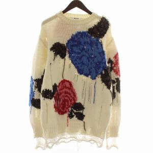 Damaged Flower Over Knit ニット セーター ウール 長袖 ダメージ加工 花柄 総柄