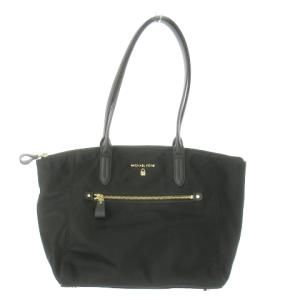 トートバッグ 肩掛け ナイロン ロゴ ゴールド金具 黒 ブラック /AO5 GY18