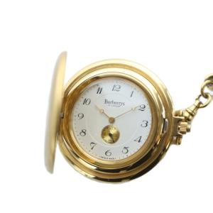 懐中時計 クォーツ 刻印 スモセコ 白文字盤 ゴールドカラー