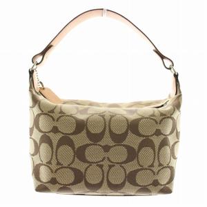 COACH ハンドバッグ ポーチ キャンバス レザー シグネチャー 総柄 ロゴ 茶色 ブラウン /XZ GY18