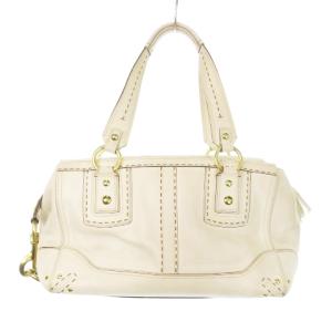 COACH ハンドバッグ レザー ロゴ型押し チャーム 白 ホワイト 10555 /MN15 GY17