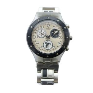 SWATCH 腕時計 ウォッチ クロノグラフ カレンダー付き ラインストーン シルバー色 3ATTERY394 GY18